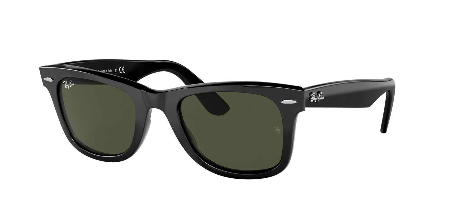 RAY-BAN Wayfarer Bio-Acetate Sunglasses - Polished Black/Green