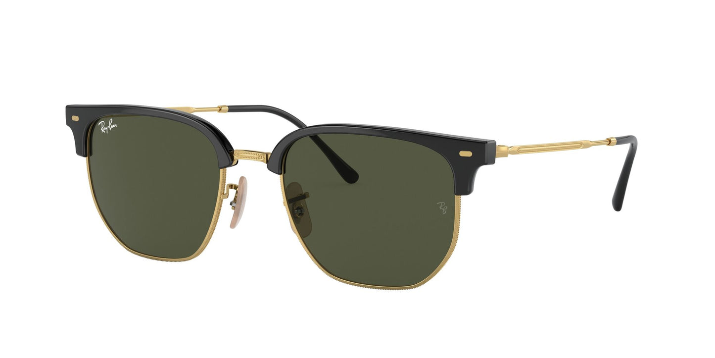RAY-BAN New Clubmaster Black On Gold w/ Green