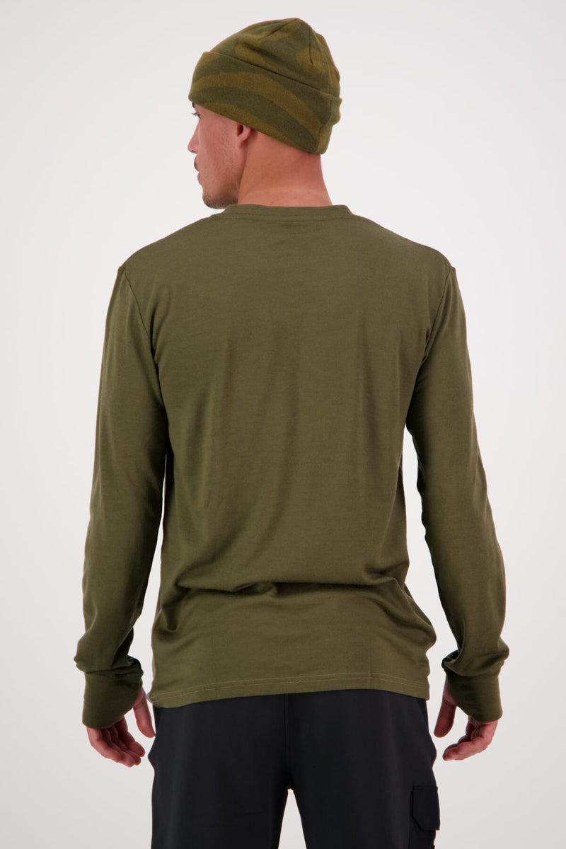 Mons Royale - Men's Yotei LS - Dark Olive/Walnut