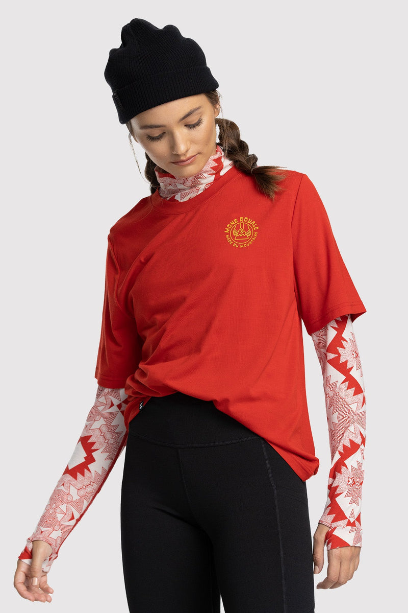 Mons Royale - Women's Icon Relaxed Tee - Retro Red
