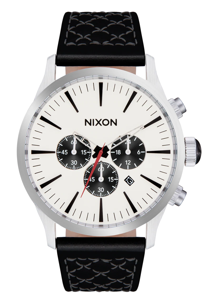 NIXON - Sentry Chrono Leather - Chrome/Cloud Sunray/Black