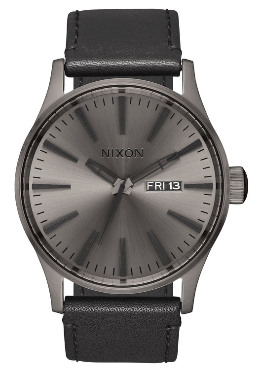 Nixon Sentry Leather Gunmetal / Black