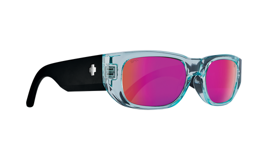 SPY GENRE TRANSLUCENT AQUA MATTE BLACK - HAPPY GRAY WITH PURPLE SPECTRA MIRROR